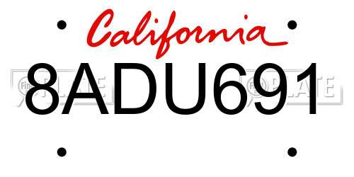 8ADU691 California License Plate