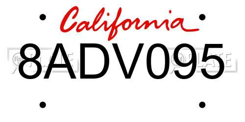 8ADV095 California License Plate
