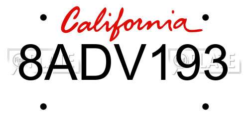 8ADV193 California License Plate