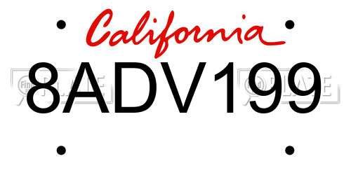 8ADV199 California License Plate