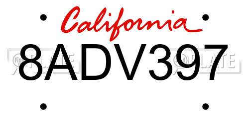 8ADV397 California License Plate