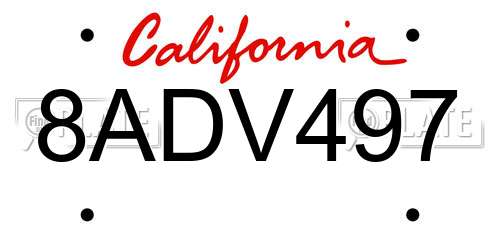 8ADV497 California License Plate