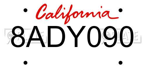 8ADY090 California License Plate