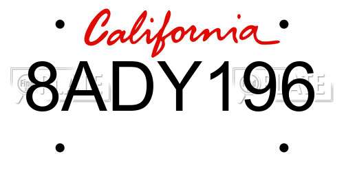 8ADY196 California License Plate