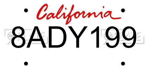 8ADY199 California License Plate