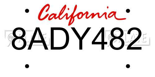 8ADY482 California License Plate