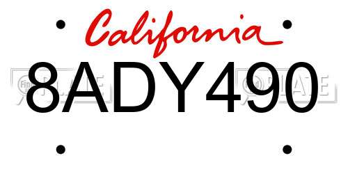 8ADY490 California License Plate