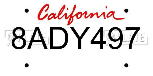 8ADY497 California License Plate