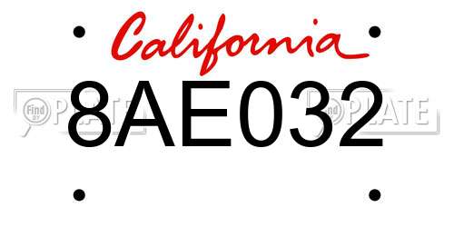 8AE032 California License Plate