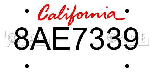 8AE7339 California License Plate