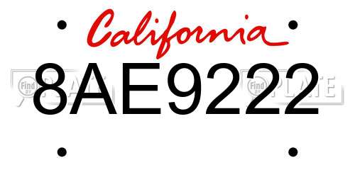8AE9222 California License Plate