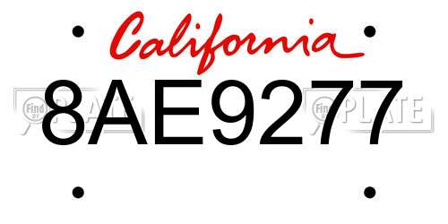 8AE9277 California License Plate