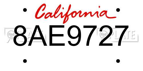 8AE9727 California License Plate