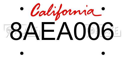 8AEA006 California License Plate