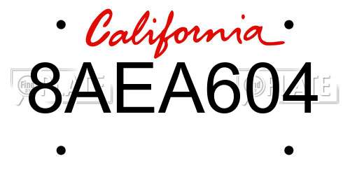 8AEA604 California License Plate