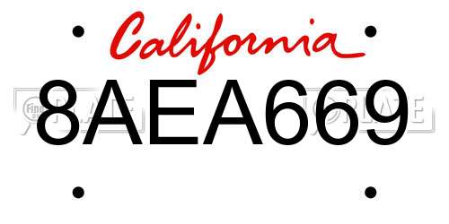 8AEA669 California License Plate