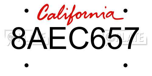 8AEC657 California License Plate