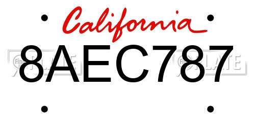8AEC787 California License Plate