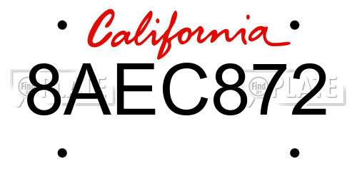 8AEC872 California License Plate