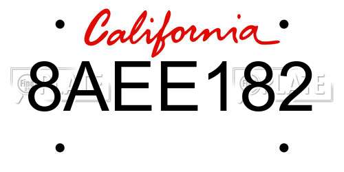 8AEE182 California License Plate