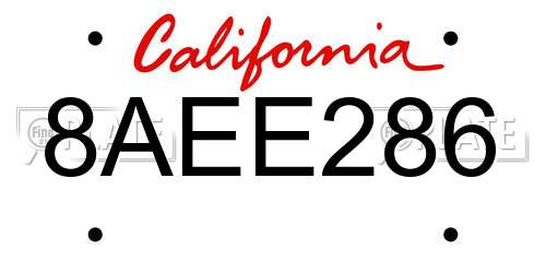 8AEE286 California License Plate