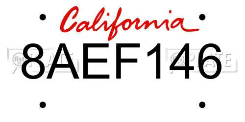 8AEF146 California License Plate