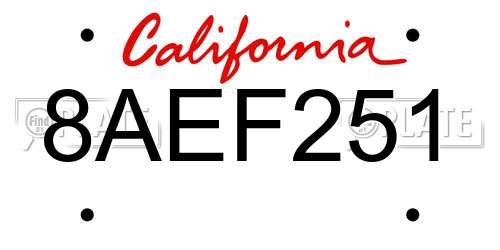 8AEF251 California License Plate