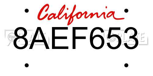 8AEF653 California License Plate
