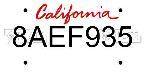 8AEF935 California License Plate