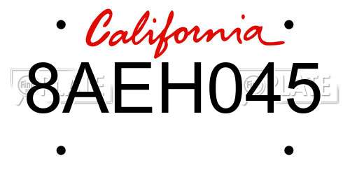 8AEH045 California License Plate