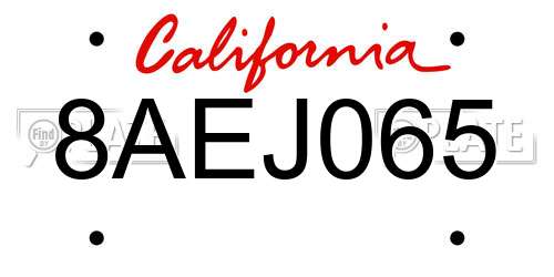 8AEJ065 California License Plate