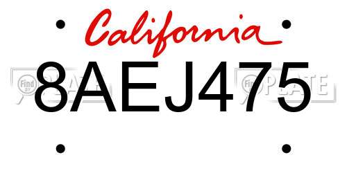 8AEJ475 California License Plate