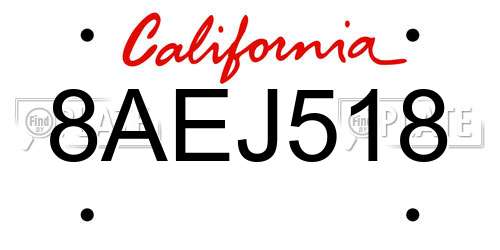 8AEJ518 California License Plate