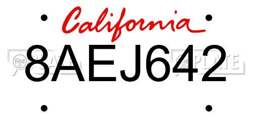8AEJ642 California License Plate