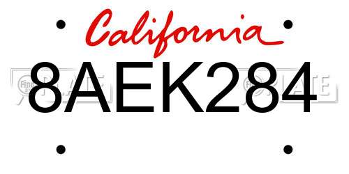 8AEK284 California License Plate