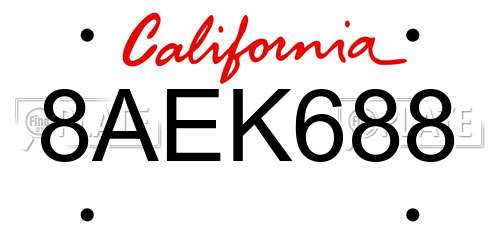 8AEK688 California License Plate