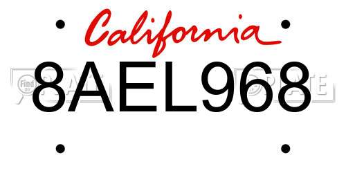 8AEL968 California License Plate