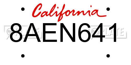 8AEN641 California License Plate