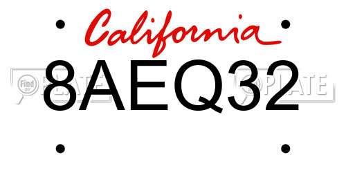 8AEQ32 California License Plate