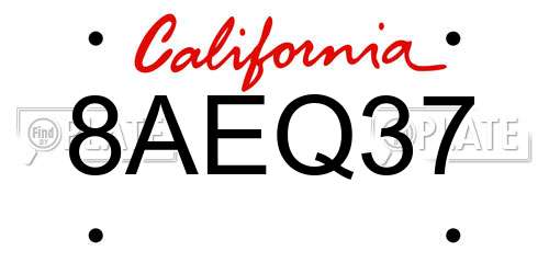 8AEQ37 California License Plate