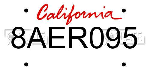 8AER095 California License Plate