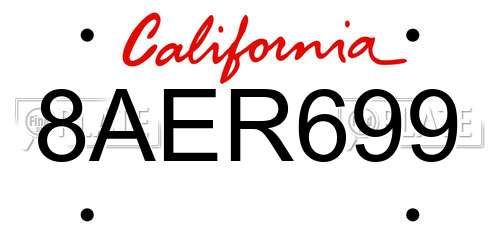 8AER699 California License Plate