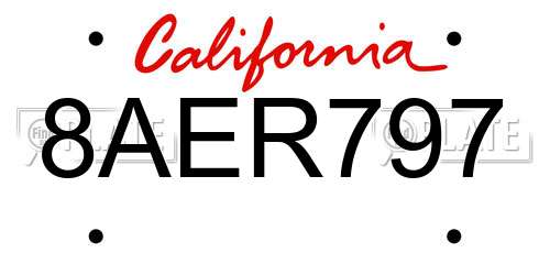 8AER797 California License Plate