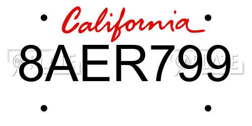 8AER799 California License Plate