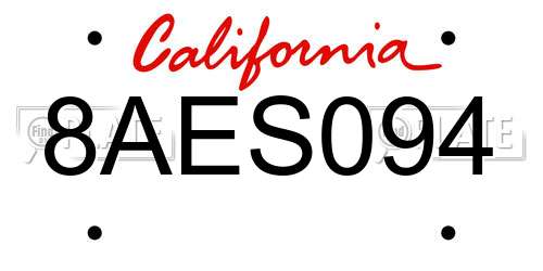 8AES094 California License Plate
