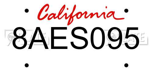 8AES095 California License Plate