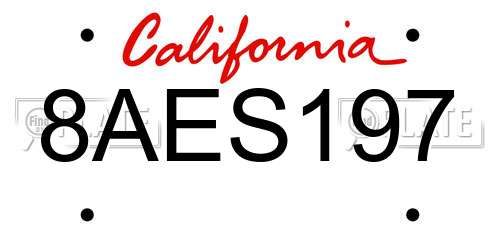 8AES197 California License Plate