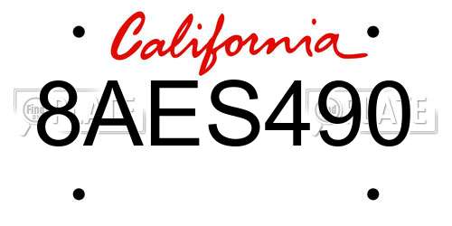 8AES490 California License Plate