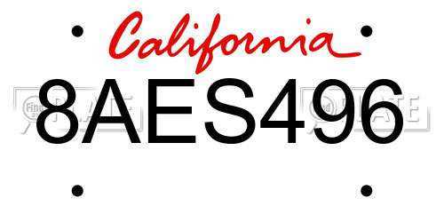 8AES496 California License Plate