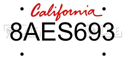 8AES693 California License Plate